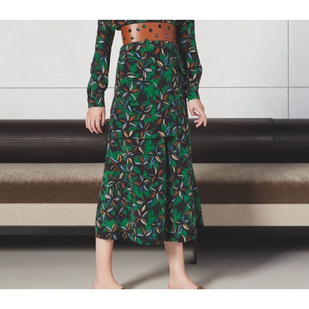 Agnona est 1953 Multicolor Floral 100% Cotton A-line Swing Midi Skirt Size 44